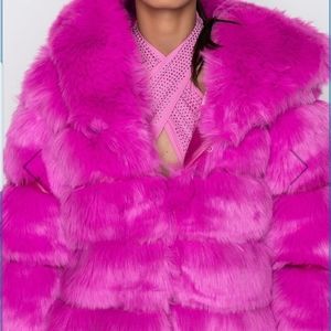 NWT Akira faux fur hooded trench